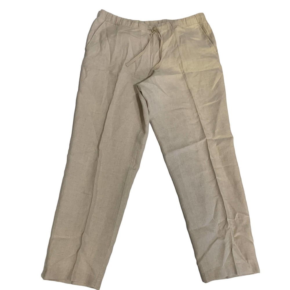 Vivid Cream Linen Straight Leg Cropped Pants Size M